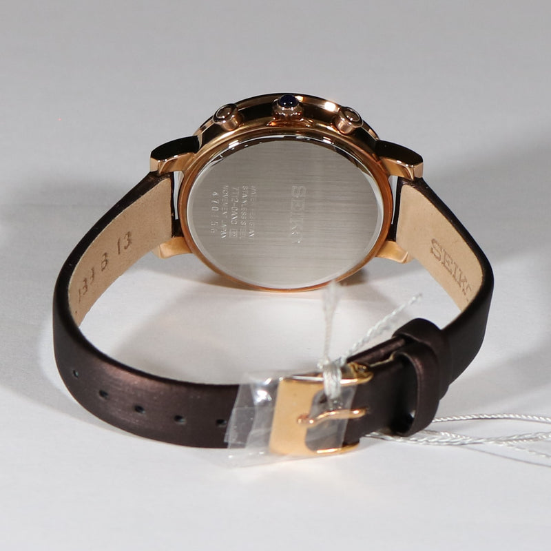 Seiko Women's Elegant Rose Gold Tone Burgundy Dial Watch SRW018P1