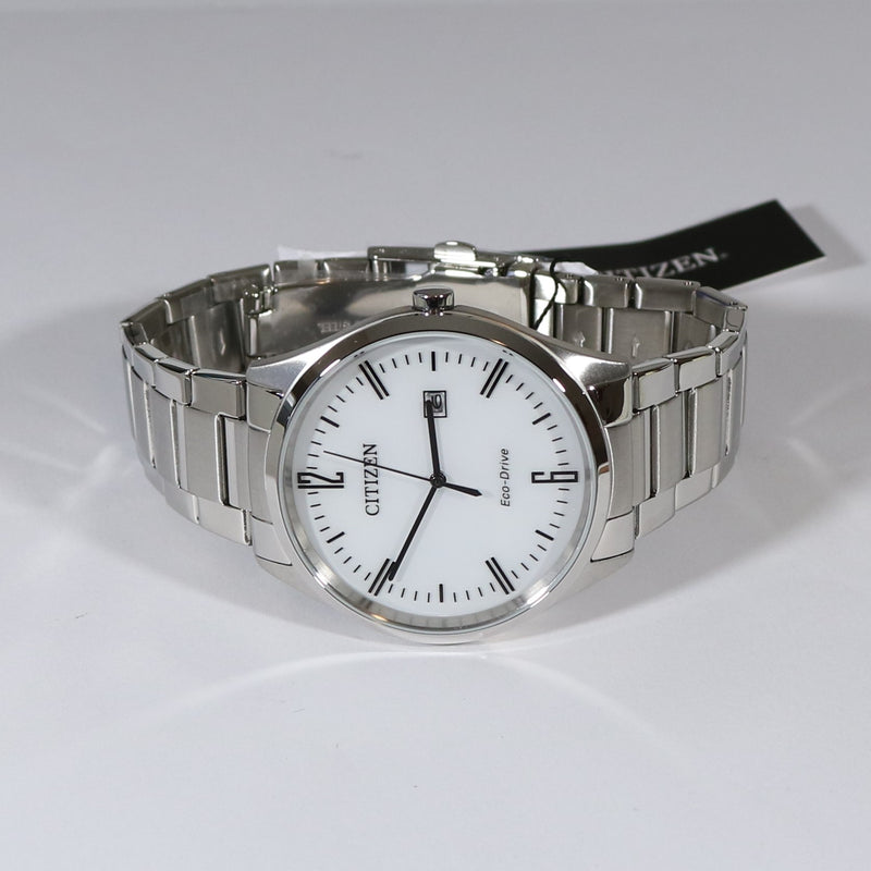Citizen Eco Drive White Dial Elegant Stainless Steel Men's Watch