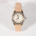 Seiko Women's Quartz Rose Gold Tone Crystal Bezel Watch SRZ388P1