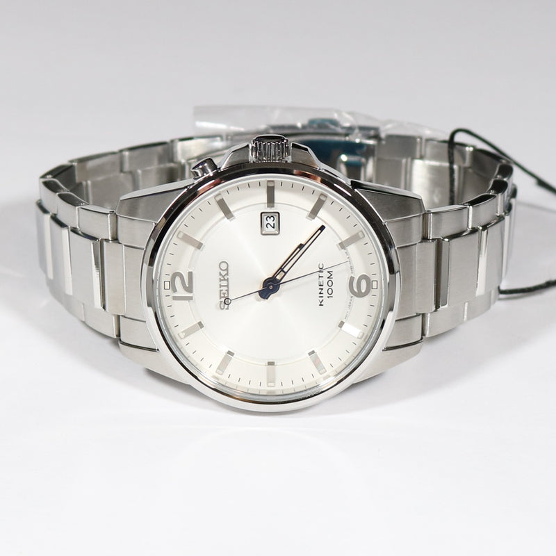 Seiko Men's Sport Kinetic White Dial Stainless Steel Watch SKA663P1