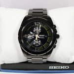 Seiko Men's Solar Black Ion Stainless Steel Chronograph Watch SSC217P1