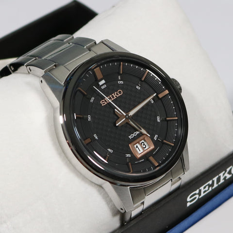 Seiko Sports Men s Black Textured Dial Quartz Watch SUR285P1