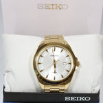 Seiko Men's Stainless Steel Gold Tone White Dial  Quartz Watch SUR212P1 - Chronobuy