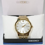 Seiko Men's Classic Gold Tone White Dial Quartz Watch SUR224P1 - Chronobuy