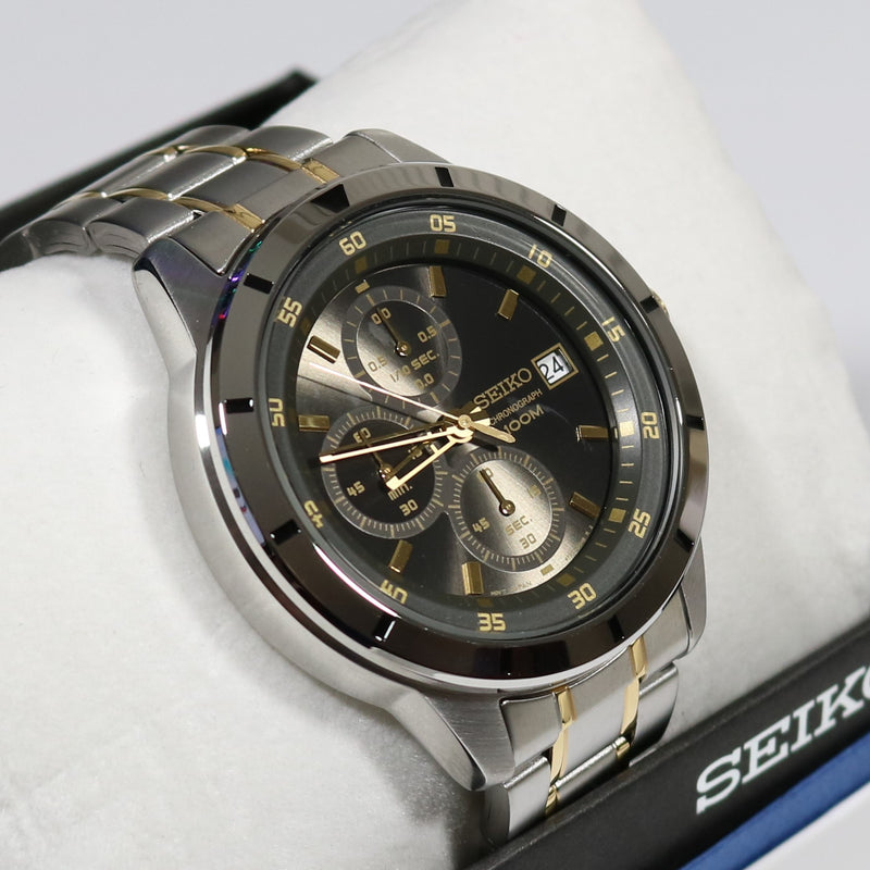 Seiko Neo Black Dial Two Tone Watch – Chronobuy