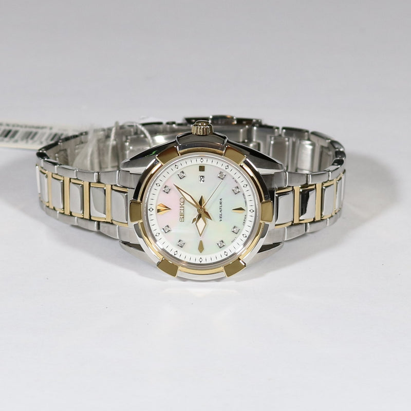 Seiko Quartz Women's Mother of Pearl Two Tone Diamond Watch SXDG08P1