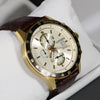 Citizen Men's Gold Tone Chronograph Brown leather Strap Watch AN3602-02A - Chronobuy