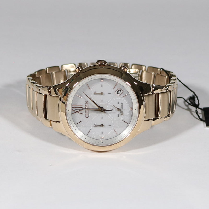 Citizen Eco-Drive Rose Gold Tone White Dial Chronograph Women's Watch FB4013-51A