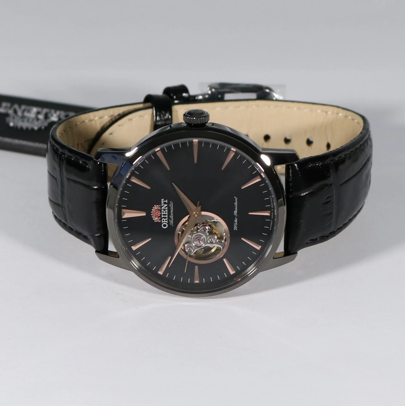 Orient Open Heart Black Dial Leather Strap Watch FAG02001B0 - Chronobuy