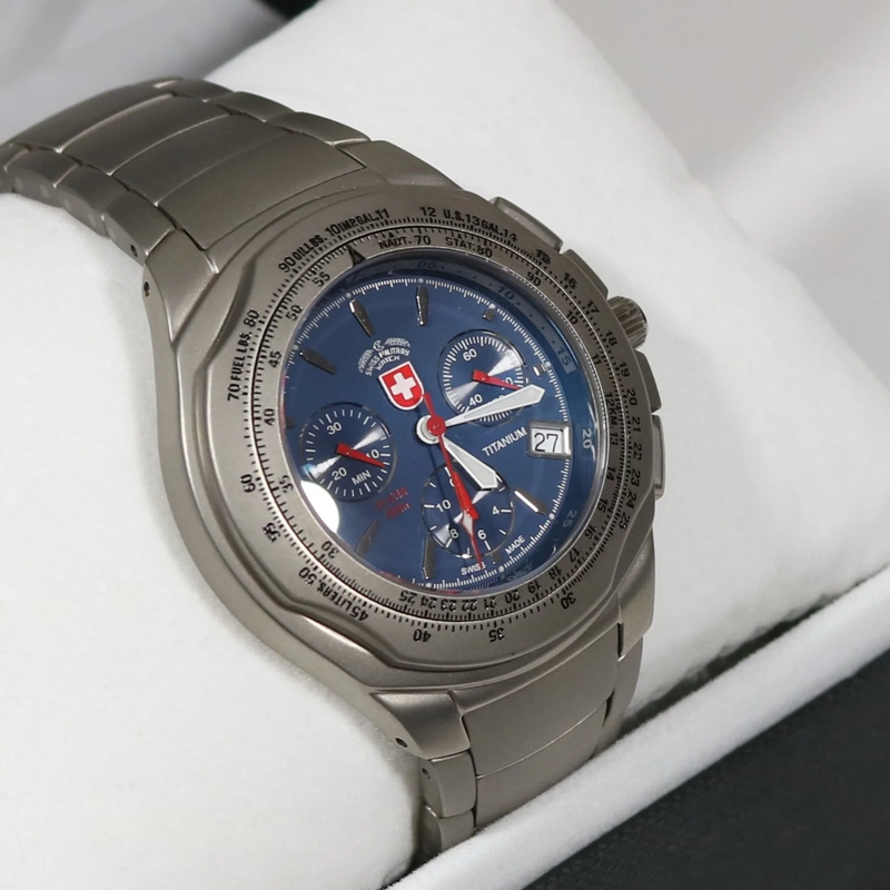 Swiss Military CX Paratrooper Titanium Blue Dial Men s Chronograph Wat Chronobuy