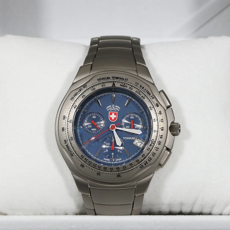 Swiss Military CX Paratrooper Titanium Blue Dial Men's Chronograph Watch SM1837