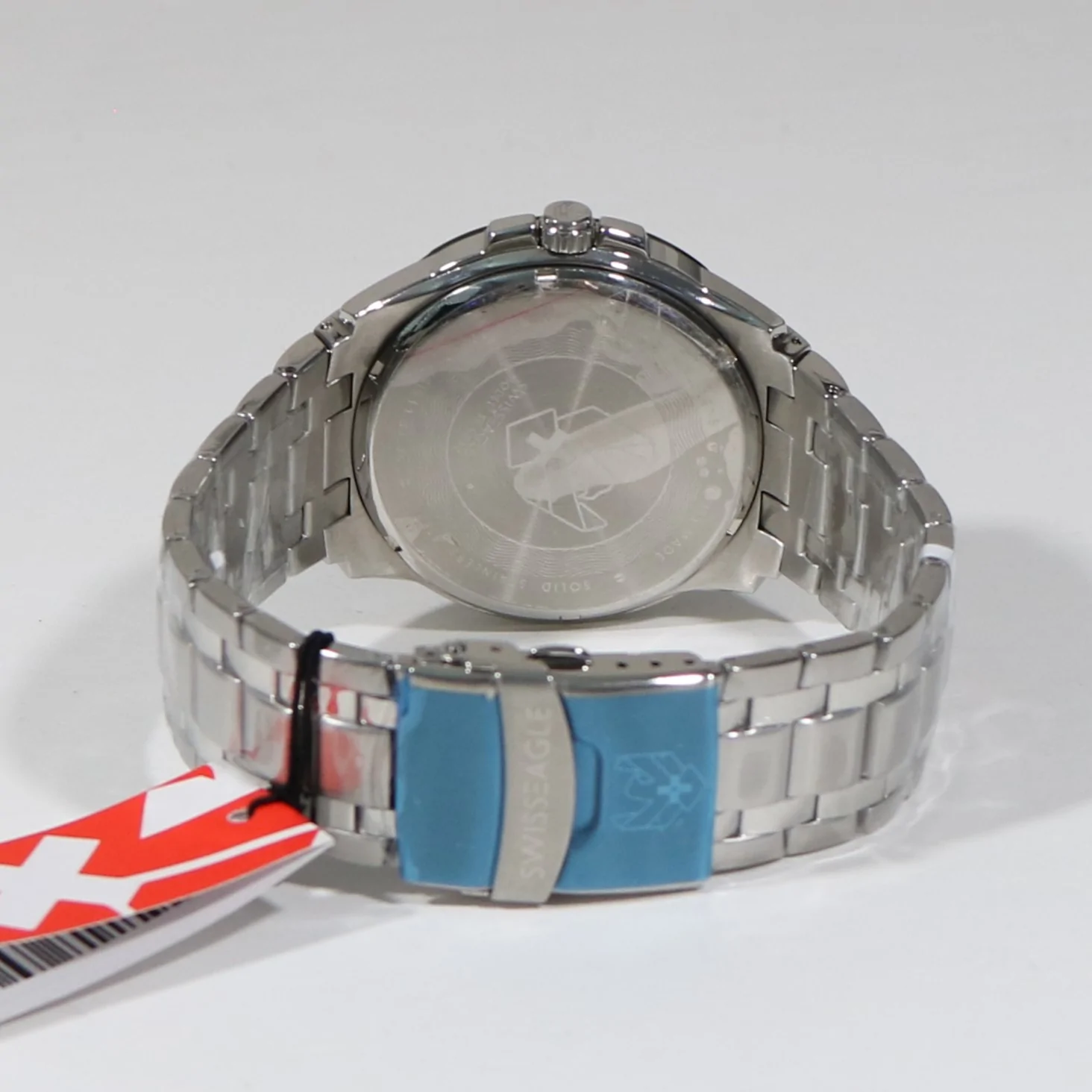 Swiss Eagle Bat Quartz Blue Wave Dial Stainless Steel Men's Watch SE-9040-33