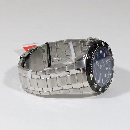 Swiss Eagle Bat Quartz Blue Wave Dial Stainless Steel Men's Watch SE-9040-33