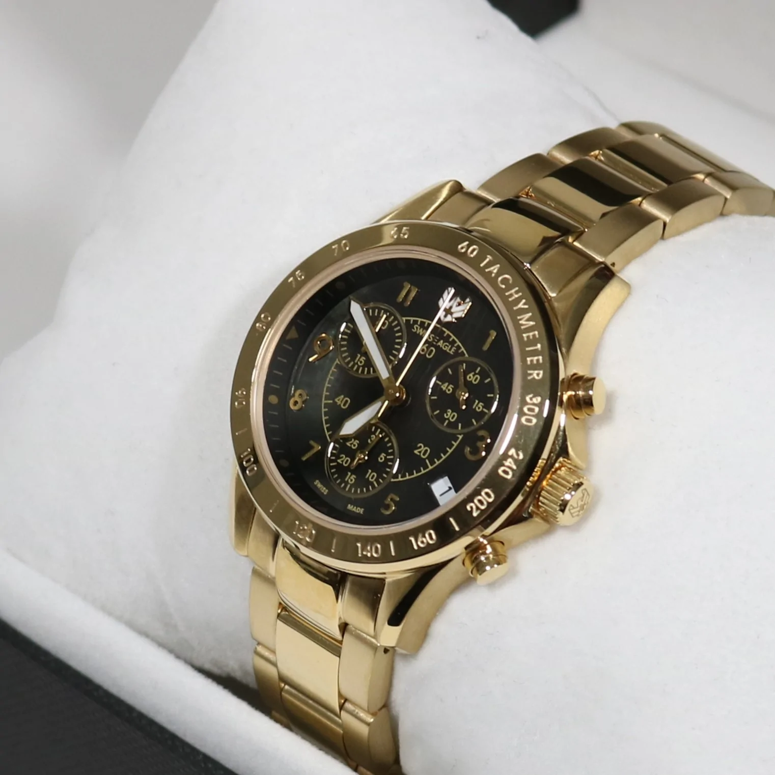 Swiss Eagle Talon Women's  Gold Tone Steel Sports Chronograph Watch SE-6026-44