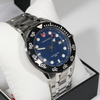 Swiss Eagle Bat Quartz Blue Wave Dial Stainless Steel Men's Watch SE-9040-33