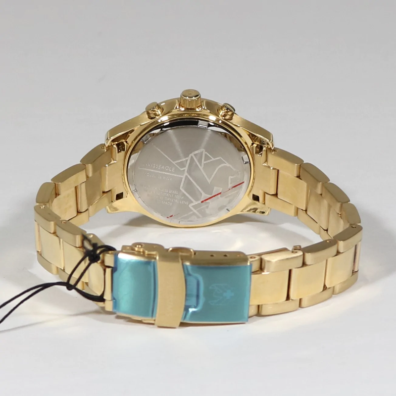 Swiss Eagle Talon Women's  Gold Tone Steel Sports Chronograph Watch SE-6026-44